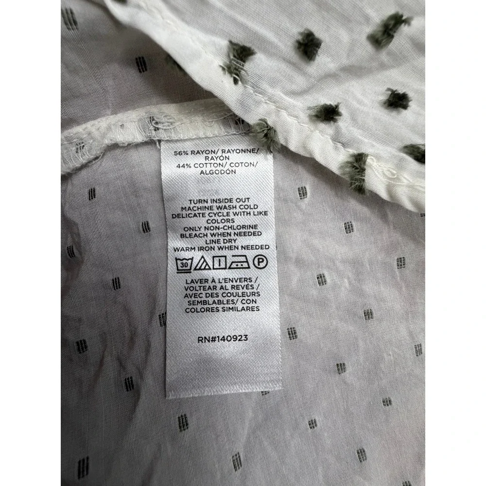 LOFT White Swiss Dot Puff Sleeve Peasant Blouse Medium Boho Cottagecore Top
